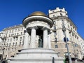 Moscow, Russia, March, 15, 2022. Moscow. Fountain-rotunda `Natalia Goncharova and Alexander Pushkin` Natalie and Alexander on Ni