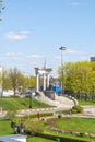 Moscow. Garden square next to the Cathedral of Christ the Savior