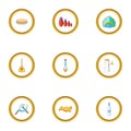 Moscow icons set, cartoon style Royalty Free Stock Photo