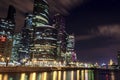 Moscow international business center Moscow City at night. Urban landscape metropolis night with skyscrapers Royalty Free Stock Photo