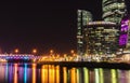 Moscow international business center Moscow City at night. Urban landscape metropolis night with skyscrapers Royalty Free Stock Photo