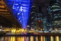 Moscow international business center Moscow City at night. Urban landscape metropolis night with skyscrapers