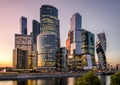 Moscow International Business Center or Moskva-City at sunset, Moscow, Russia Royalty Free Stock Photo