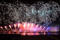 Moscow International Festival Circle of light. Firework show on Moscow rowing basin Royalty Free Stock Photo