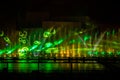 Moscow International Festival Circle of light. Laser colorful fountain show on Moscow rowing basin