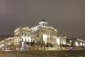 Panorama of Borovitskaya square and Pashkov house in Vozdvizhenka street, center of Moscow. Winter night view.