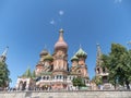 MOSCOW - JULE 27: The Saint Basil's Resurrection Cathedral tops on the Moscow on Jule 27, 2019 in Moscow, Russia Royalty Free Stock Photo