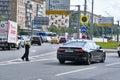 Moscow July 2020. Traffic police stop car on highway. color Royalty Free Stock Photo