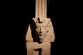 Bust of pharaoh Echnaton (ÃÅ½Akhenaton aka Amenhotep IV) with black background in the touring Tutankhamun exhibition.