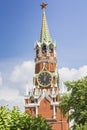 MOSCOW - JUNE 04, 2016 : Kremlin chiming clock of the Spasskaya Royalty Free Stock Photo