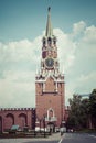 MOSCOW - JUNE 04, 2016 : Kremlin chiming clock of the Spasskaya Royalty Free Stock Photo