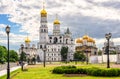 Panorama of old cathedrals inside Moscow Kremlin, Russia