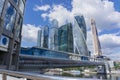 MOSCOW - JUNE 08, 2017: Wide-angle view of Moscow-City skyscrapers. Modern commercial buildings. Royalty Free Stock Photo