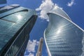 MOSCOW - JUNE 08, 2017: Wide-angle view of Moscow-City skyscrapers. Modern commercial buildings. Royalty Free Stock Photo