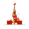 Moscow Kremlin afire. National landmark Russia lit fire. Royalty Free Stock Photo
