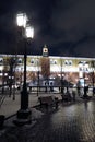 Moscow Kremlin and Alexanders garden at night. Color winter photo