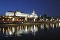 Moscow Kremlin architecture. Color night panorama