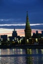 Moscow Kremlin architecture. Color night panorama