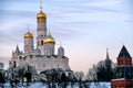 Moscow Kremlin architecture. Color winter photo. Royalty Free Stock Photo