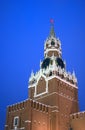 Moscow Kremlin architecture. Spasskaya clock tower. Color photo. Royalty Free Stock Photo