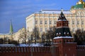 Moscow Kremlin architecture in winter. Ancient towers Royalty Free Stock Photo