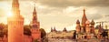 Moscow Kremlin and Cathedral of St. Basil on the Red Square Royalty Free Stock Photo