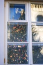 Moscow Kremlin. Color photo. Glass window reflection