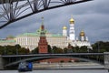 Moscow Kremlin. Color summertime photo. A cruise ship sails on the Moscow river. Royalty Free Stock Photo