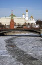 Moscow Kremlin. Color winter photo. Royalty Free Stock Photo