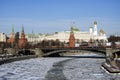 Moscow Kremlin. Color winter photo. Royalty Free Stock Photo