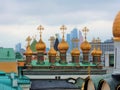 Moscow Kremlin. Golden cupolas of Terem Churches.