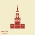 Moscow Kremlin icon in flat style with scuffing effect