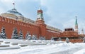 Moscow Kremlin on Red Square during snowfall in winter Royalty Free Stock Photo