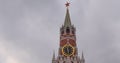 Moscow Kremlin Main Clock named Kuranti on Spasskaya Tower 12 hours . Red Square Royalty Free Stock Photo