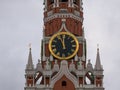 Moscow Kremlin Main Clock named Kuranti on Spasskaya Tower 12 hours . Red Square Royalty Free Stock Photo