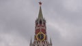 Moscow Kremlin Main Clock named Kuranti on Spasskaya Tower 12 hours . Red Square. Timelapse