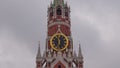 Moscow Kremlin Main Clock named Kuranti on Spasskaya Tower 12 hours . Red Square. Timelapse