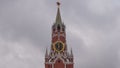 Moscow Kremlin Main Clock named Kuranti on Spasskaya Tower 12 hours . Red Square. Timelapse