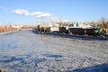 Moscow Kremlin and Moscow city center winter panorama.