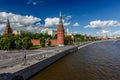 Moscow Kremlin and Moscow River Embankment Royalty Free Stock Photo