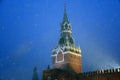 Moscow Kremlin and Red Square at snowstorm. Royalty Free Stock Photo