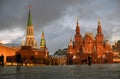 Moscow Kremlin and Red Square at snowstorm. Royalty Free Stock Photo