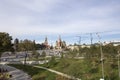 Moscow Kremlin and St. Basil Cathedral-- view from new Zaryadye Park, urban park located near Red Square in Moscow, Russia Royalty Free Stock Photo