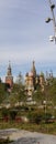 Moscow Kremlin and St. Basil Cathedral-- view from new Zaryadye Park, urban park located near Red Square in Moscow, Russia Royalty Free Stock Photo