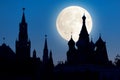 Moscow Kremlin and St Basil`s Cathedral at night, Russia Royalty Free Stock Photo