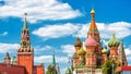 Moscow Kremlin and St Basil`s Cathedral on the Red Square Royalty Free Stock Photo