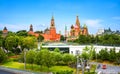 Moscow Kremlin and St Basil`s Cathedral view from Zaryadye Park, Moscow, Russia Royalty Free Stock Photo