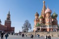 Moscow Kremlin and St Basil& x27;s Cathedral on the Red Square in Moscow, Russia. Royalty Free Stock Photo
