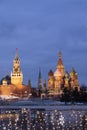 Moscow Kremlin and St Basil's Cathedral on the Red Square in Moscow, Russia. Royalty Free Stock Photo