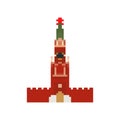 Moscow Kremlin tower pixel art. Moscow landmark 8 bit. Russia sh